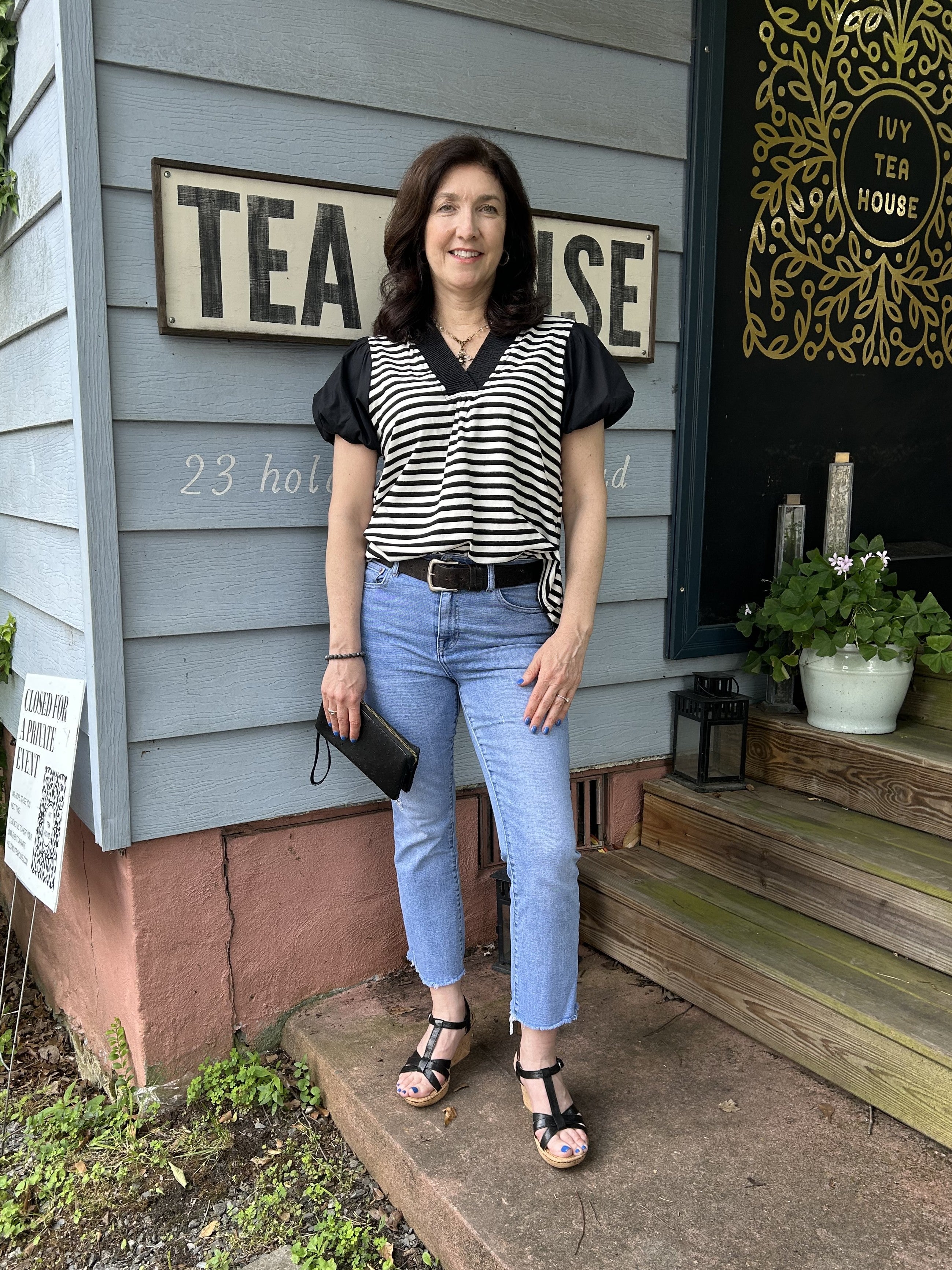 Striped Puff Sleeve Top