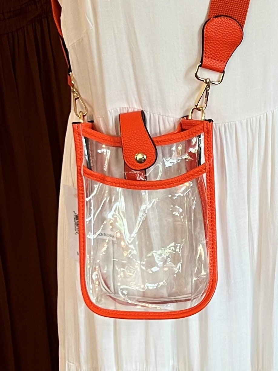 Clear Messenger Bag with Vegan Leather Trim