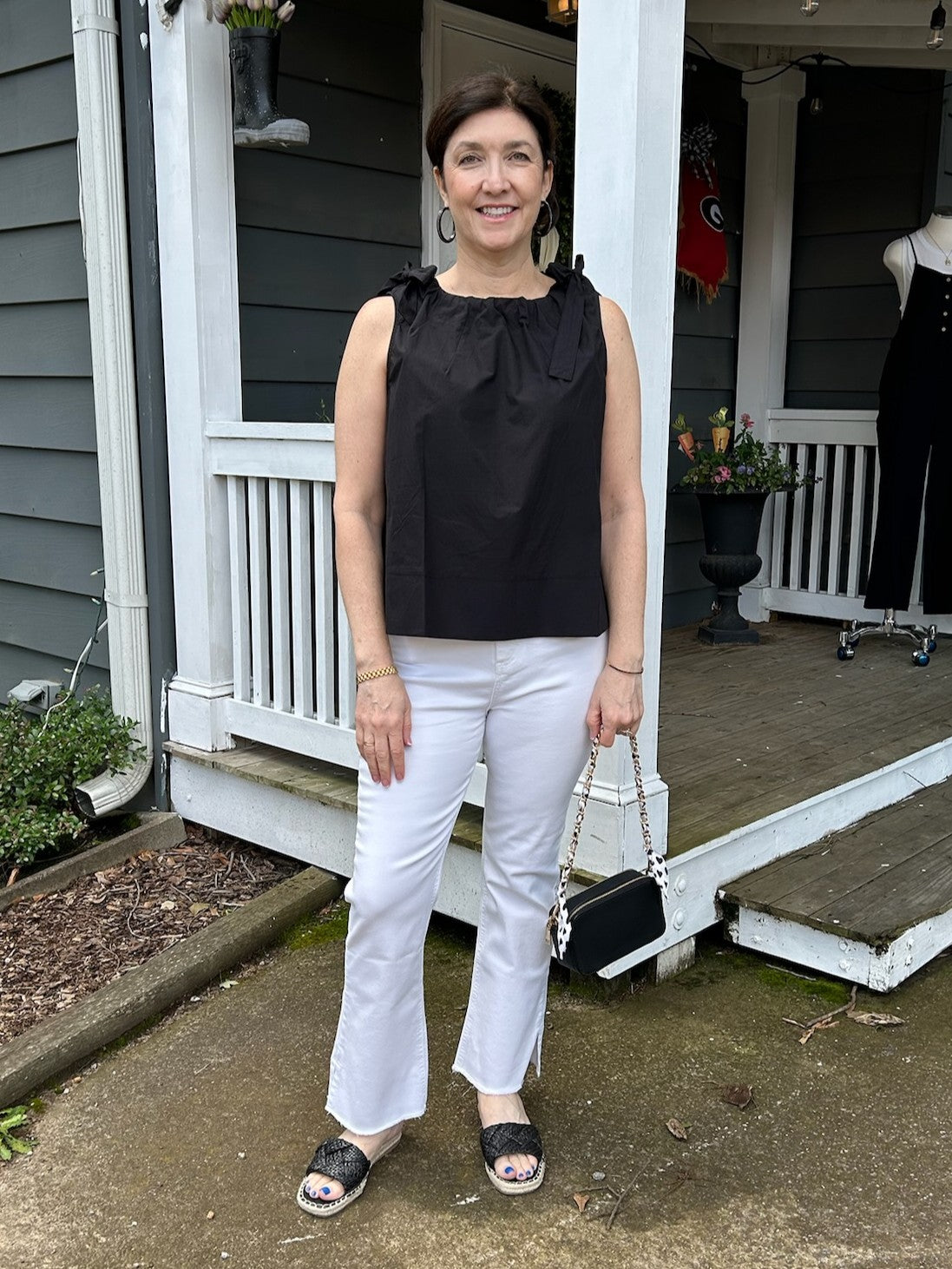 Sleeveless Top with Ties at the Shoulder