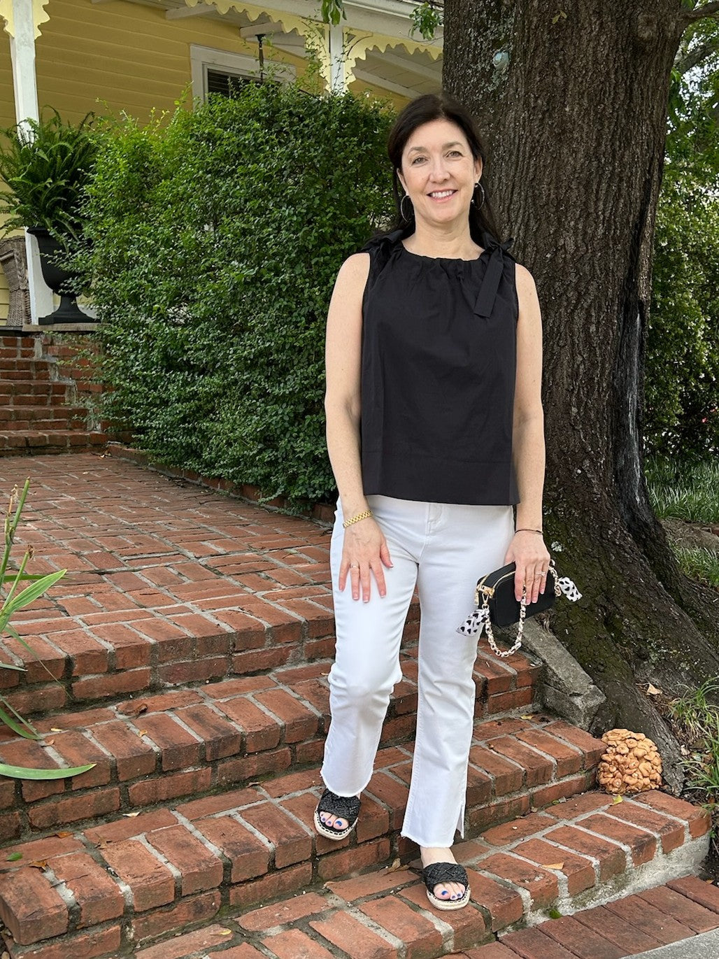 Sleeveless Top with Ties at the Shoulder