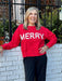 Spread holiday cheer in this vibrant red Christmas sweater featuring playful puffy letters spelling "Merry." The tactile, dimensional lettering adds a fun, festive touch that captures the spirit of the season. Perfect for holiday parties, family gatherings, or cozy winter days, this sweater combines comfort with eye-catching style. Whether you're decorating the halls or just want to wear your seasonal spirit, this cheerful piece brings instant joy and warmth to your wardrobe.

Material: 39% Acrylic / 31% Po