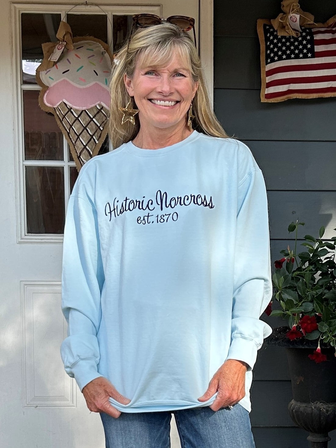 We offer a couple of different sweatshirt brands and several beautiful colors. Choose from a wide variety and add personalization to top it off.