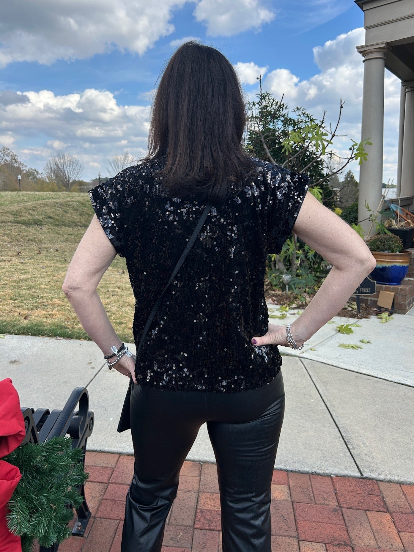 Short Sleeve Sequined Top