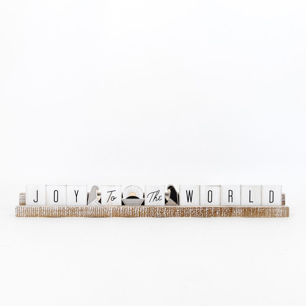 "Joy to the World" Wood Tile Ledge Set