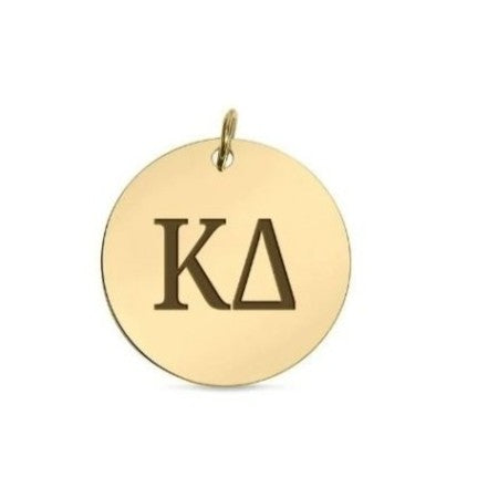 Sorority Gold Small Bead Stretch Bracelet w/ Disc Charm
