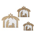 Celebrate the season with our Wood &amp; Enameled Nativity, available in various sizes. The beautiful combination of wood and white enamel adds a touch of elegance. Use it for a faith-based display or as a seasonal decoration.

Dimensions:

Small: 5.5"H x 7"W x 1.5"D&nbsp;
Medium: 7"H x 8.5"W x 1.5"D
Large: 9.25H x 11W x 1.5D

Each size sold separately.