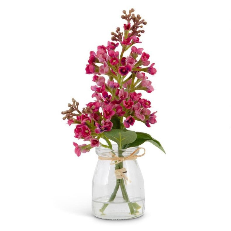 Small Glass Vase w/ Pink Lilacs