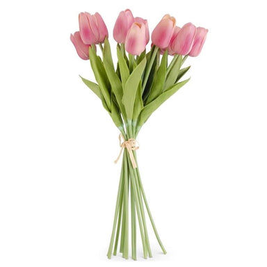 <p>Nothing says spring like tulips!&nbsp; These oh so real looking tulips are such an easy way to create a stunning table display, or a simple and sweet touch to a spot that just needs a little color. They have a natural feel and come in a variety of beautiful colors that you can mix and match.&nbsp;</p> <p>Tulips come twelve to a bundle. We also offer individual stems so you can mix colors.</p> <p>13" tall.&nbsp;</p>