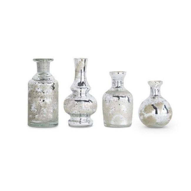 Mini Silver Mercury Glass Etched Bud Vases