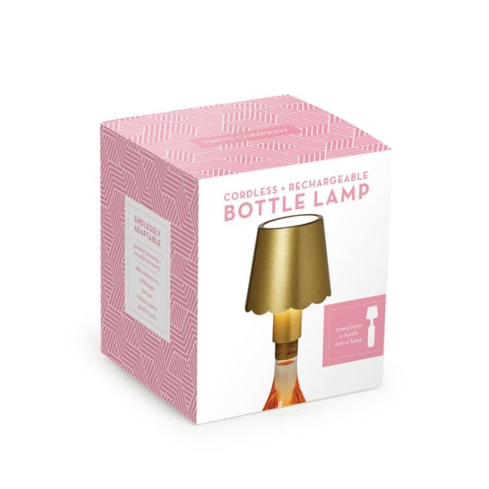 LED Touchable Gold Scalloped Bottle Lampshade w/ Bottle Stopper