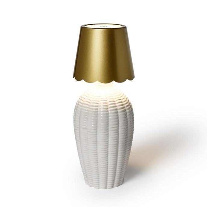LED Touchable Gold Scalloped Bottle Lampshade w/ Bottle Stopper