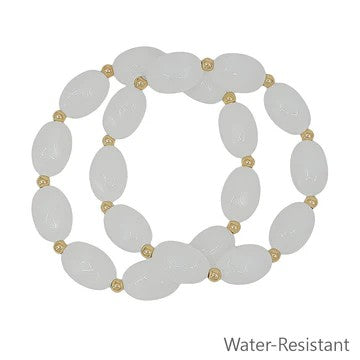 Oval Beaded Acrylic Stretch Bracelets