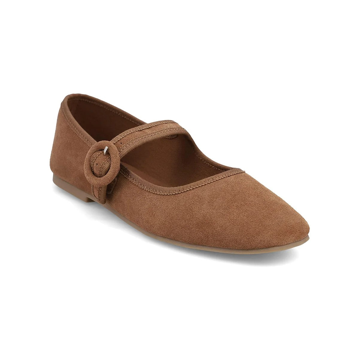 Miya Mary Jane Flat in Cognac Suede