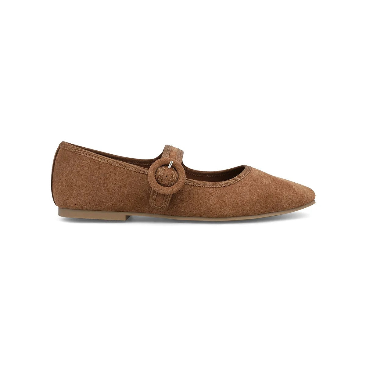 Miya Mary Jane Flat in Cognac Suede