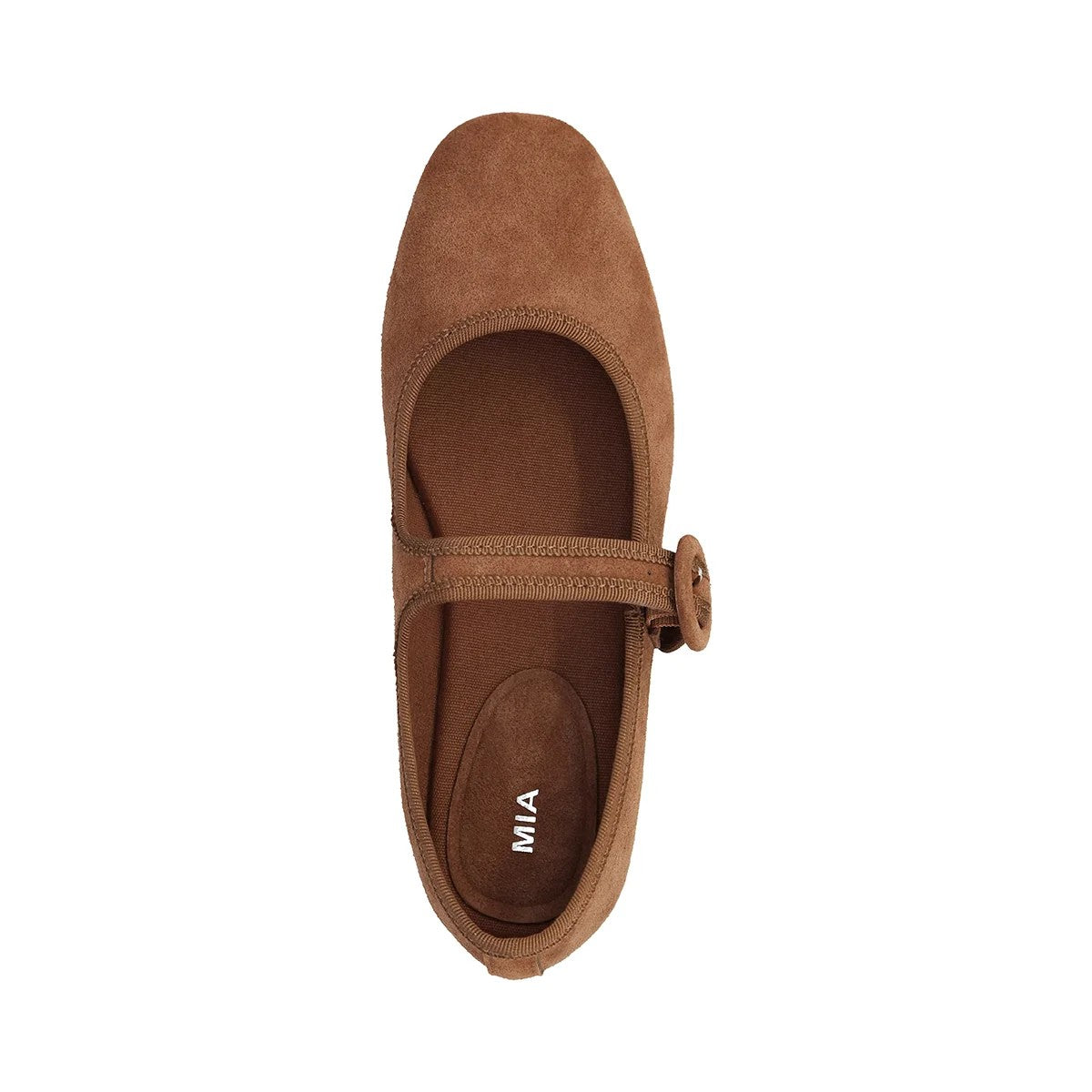 Miya Mary Jane Flat in Cognac Suede