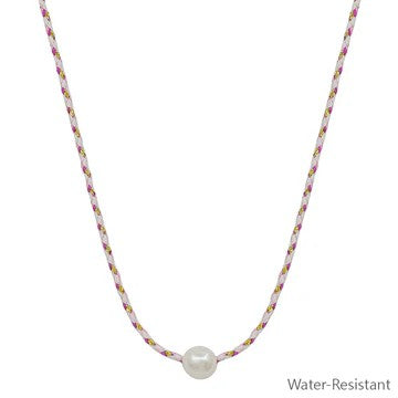 Wrapped Thread Necklace w/ Freshwater Pearl