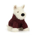 Munro Scottie Dog is feeling rather dapper in his cozy Winter Jumper outfit. With newfound confidence, he's taken on the role of chief carol singer for the season, strutting from door to door with his broadest Scottish brogue—reserving his deepest notes for duets with friends like Ricky Rain Frog.

After a day filled with festive vocal performances, there's nothing Munro loves more than warming up by the fire with a tin of gingerbread. Perfect for adding holiday charm and character to any collection, this p