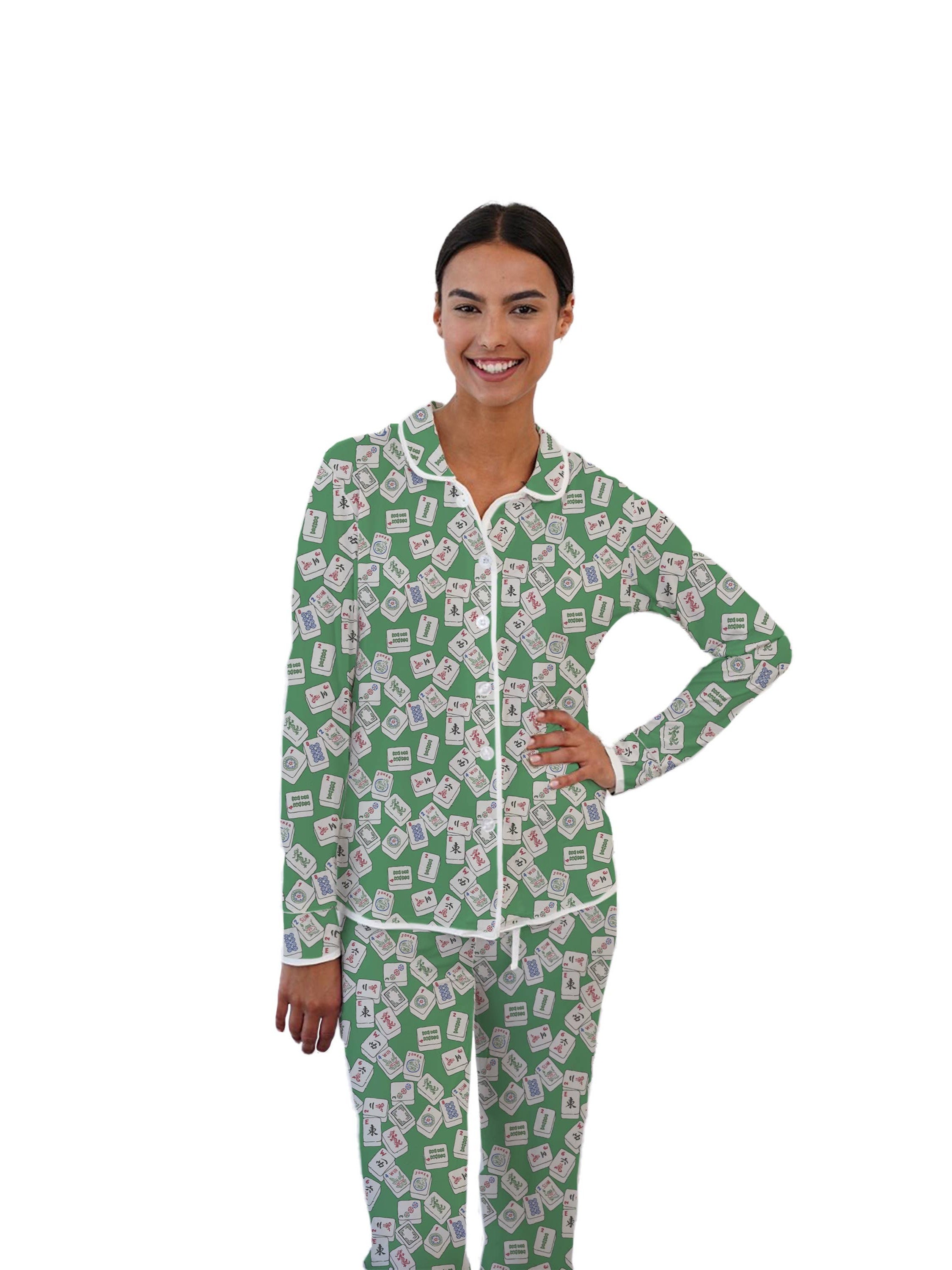 Slip into comfort with our Mahjong-themed Pajama Pant Set, where playful style meets serious comfort. Crafted from lightweight, cooling materials, these pajamas actively regulate your body temperature while moisture-wicking fabric keeps you dry and comfortable all night long. Whether you're lounging on the couch or drifting off to sleep, this fun set transforms your downtime into a cozy escape. Perfect for anyone who loves a touch of whimsy with their wellness routine.

Material: Lux Sateen Cotton