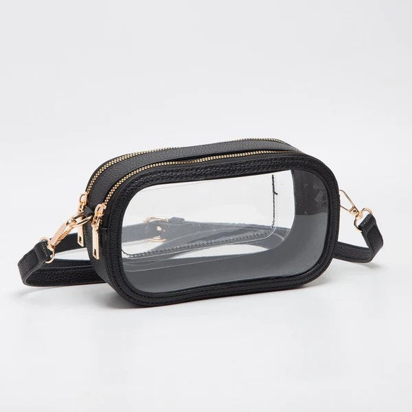 Clear Double Zipper Oval Game Day Bag