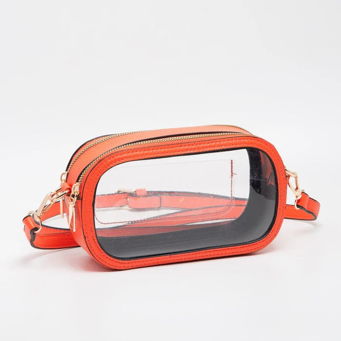 Clear Double Zipper Oval Game Day Bag