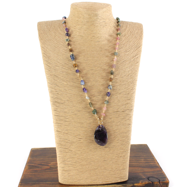 Long Colored Stone Necklace