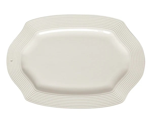 This stunning stoneware platter brings refined sophistication to your entertaining. Crafted with an artfully sculpted silhouette and adorned with delicate pinstriped detailing along the edges, it's a statement piece that commands attention. Perfect for serving or display, its elegant proportions and stylish aesthetic make it an investment in both beauty and function. Ideal for the host who values distinctive design and timeless appeal.

Size: 16.25" x 11.25"

Care Instructions: Dishwasher and microwave safe