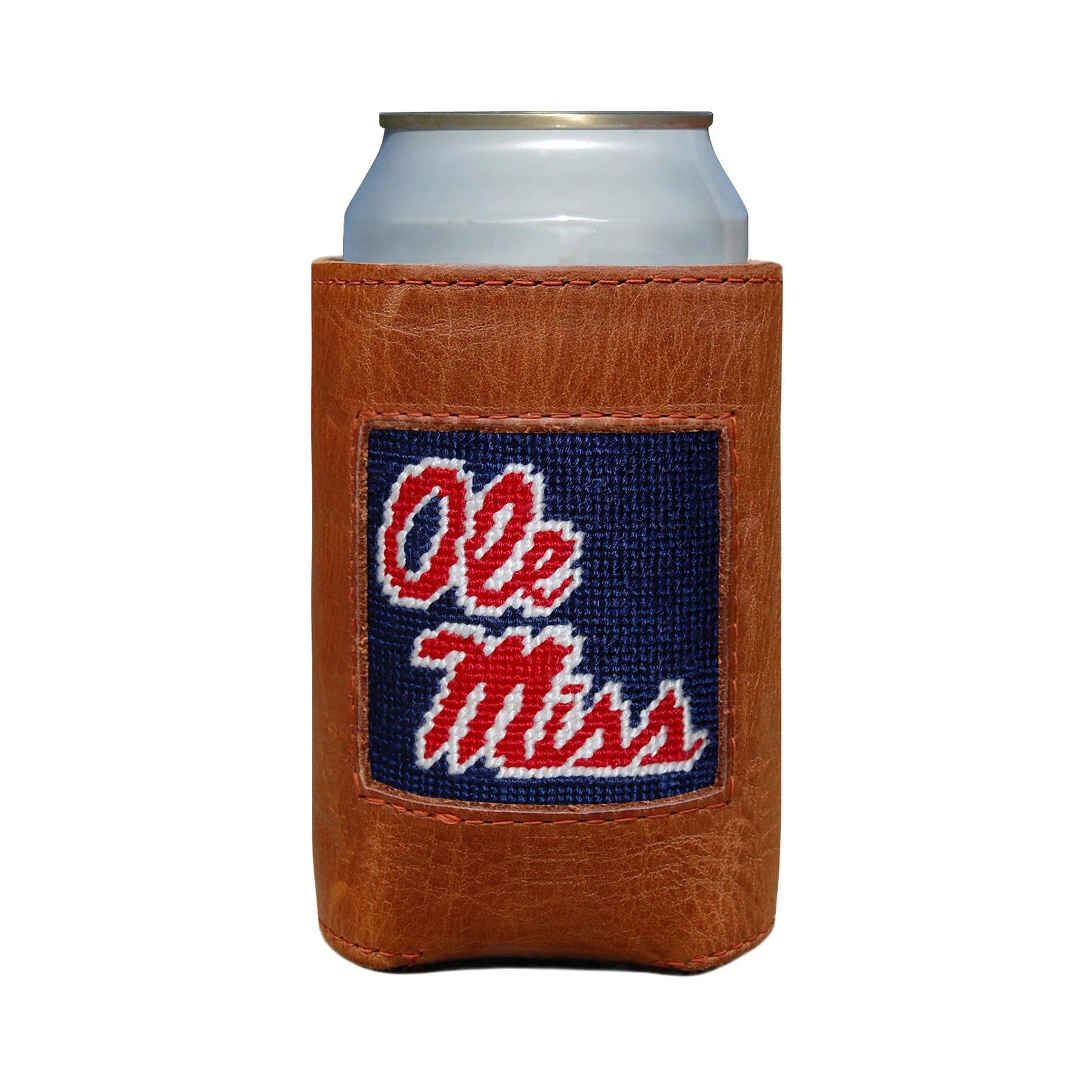 Oiled Can Coolers/Coozie with Needlepoint Face