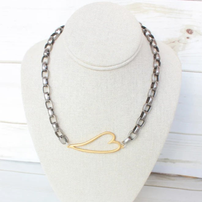Open Heart Chain Link Necklace