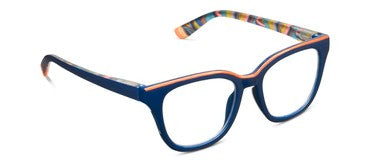 Step right into the spotlight with Trapeze, your personal ticket to everyday joy. These bold frames feature a stunning color contrast with a top bevel detail in Navy, while the interior reveals a whimsical circus-inspired pattern that's your little secret to smile about. The playful colorblock temple tips complete this spectacular balancing act between sophisticated style and rebellious optimism—transforming your ordinary moments into glimmers of happiness with every wear.