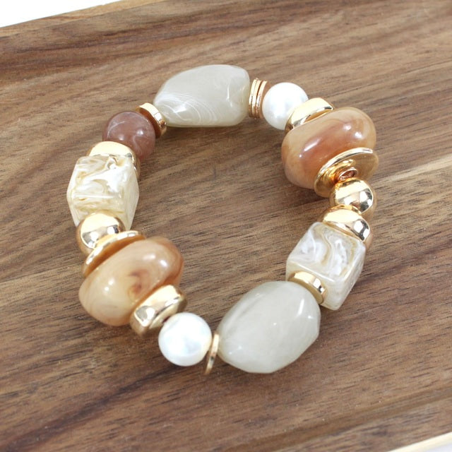 Stone & Beaded Stretch Bracelet