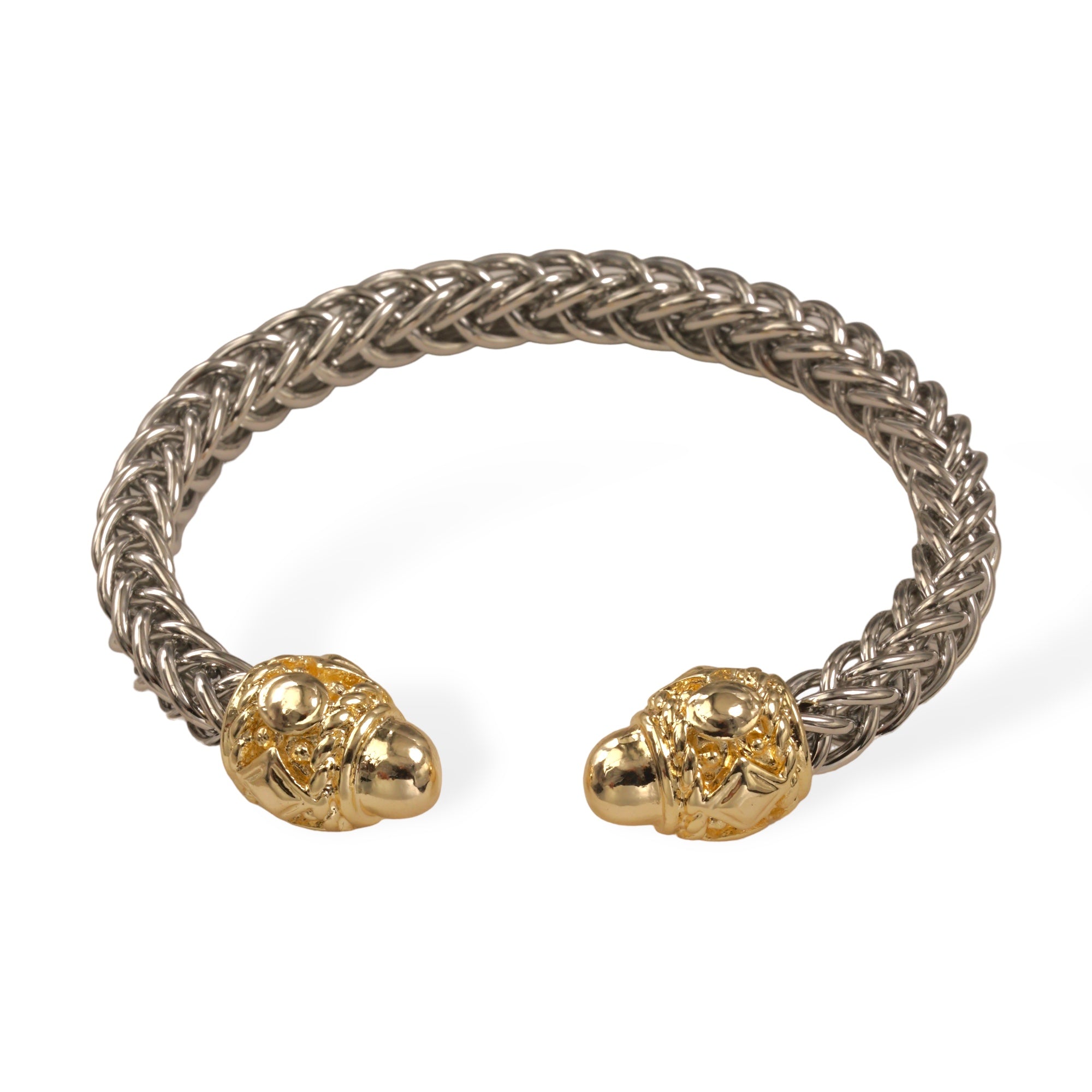 Braided Cuff Bracelet w/ Gold Tip