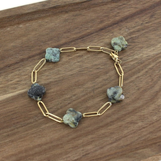 Semi Precious Stone and Chain Link Bracelet