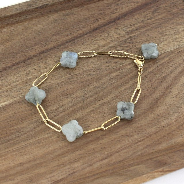 Semi Precious Stone and Chain Link Bracelet