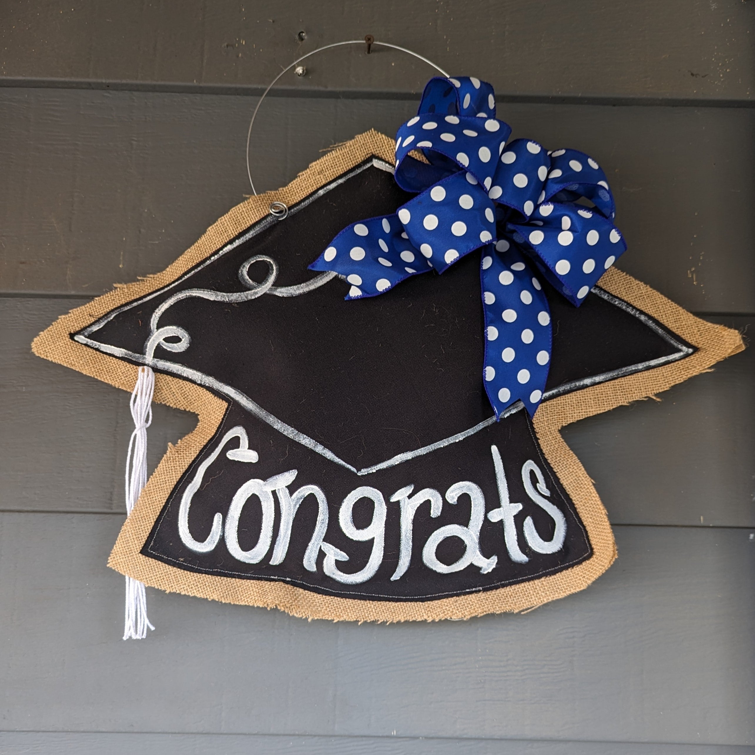Graduation Cap Door Hanger with Custom Bow in School Colors