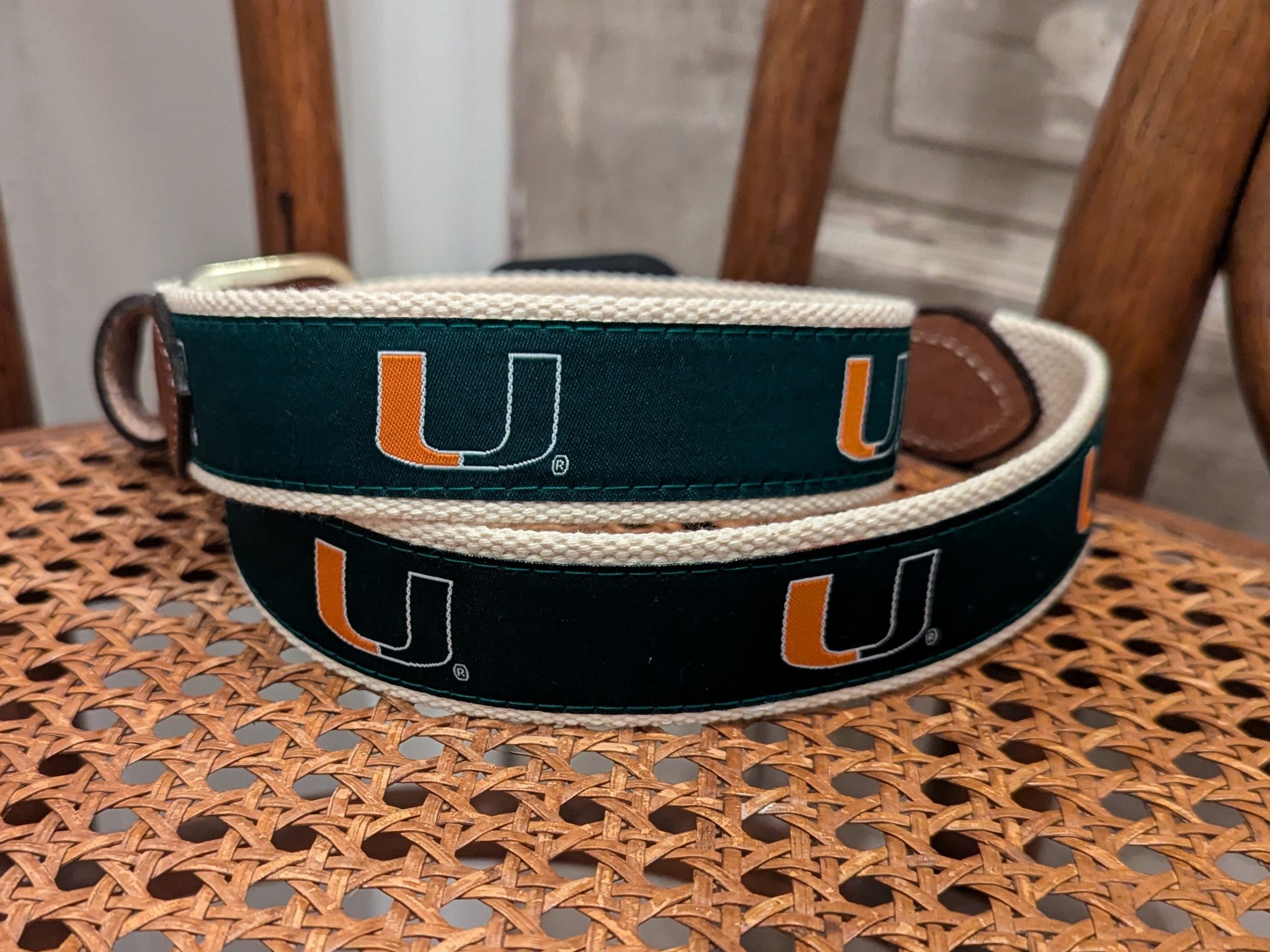 Collegiate Licensed Ribbon Webbed Leather Belts