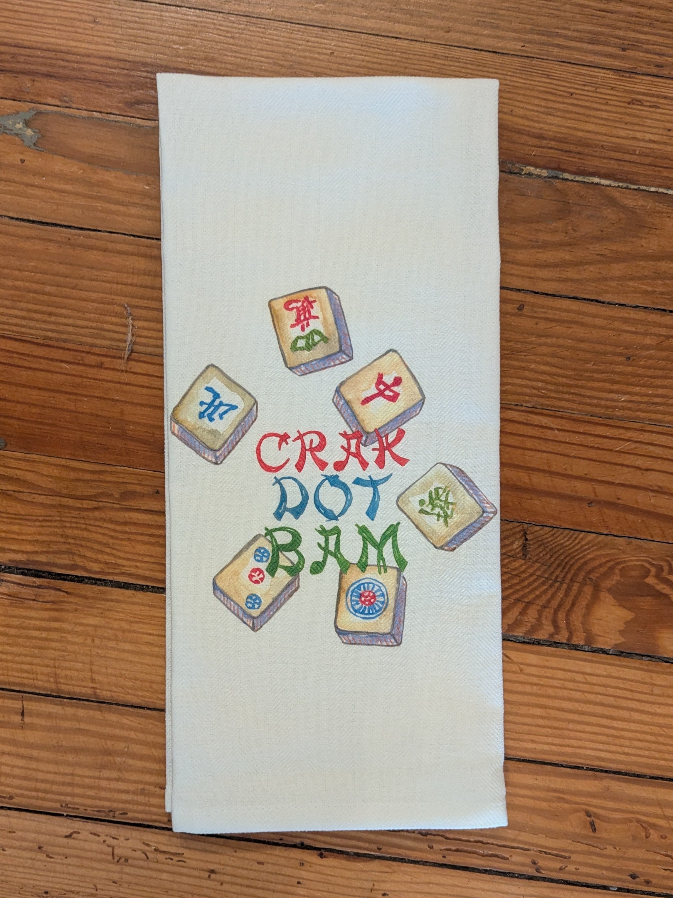 What fun are these tea towels with these cute Mahjong graphics and saying! It's always great to give your friend a themed gift. These tea towels are so fun and just the right thing!

100% Cotton
Dimensions 20x25 inch