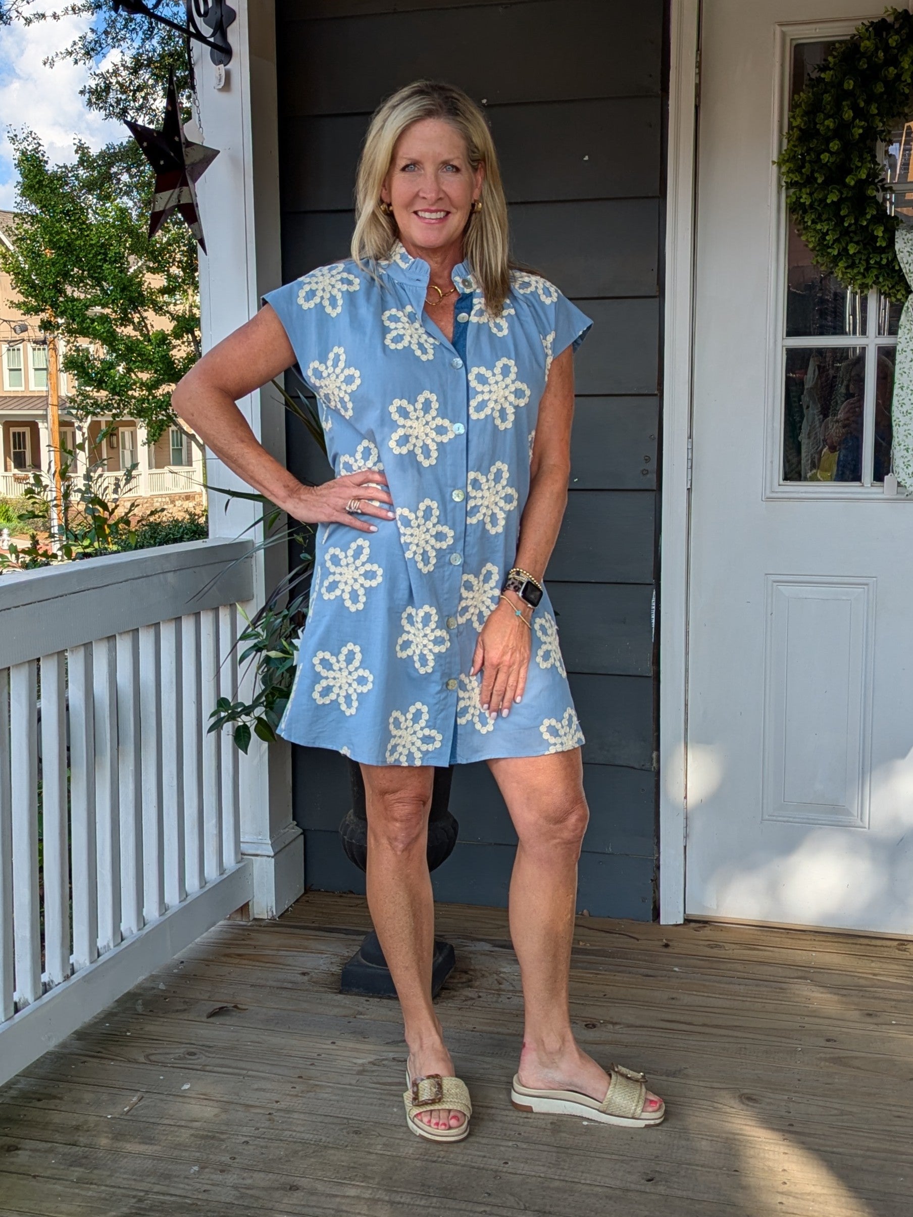 Cap Sleeve Embroidered Detail Dress