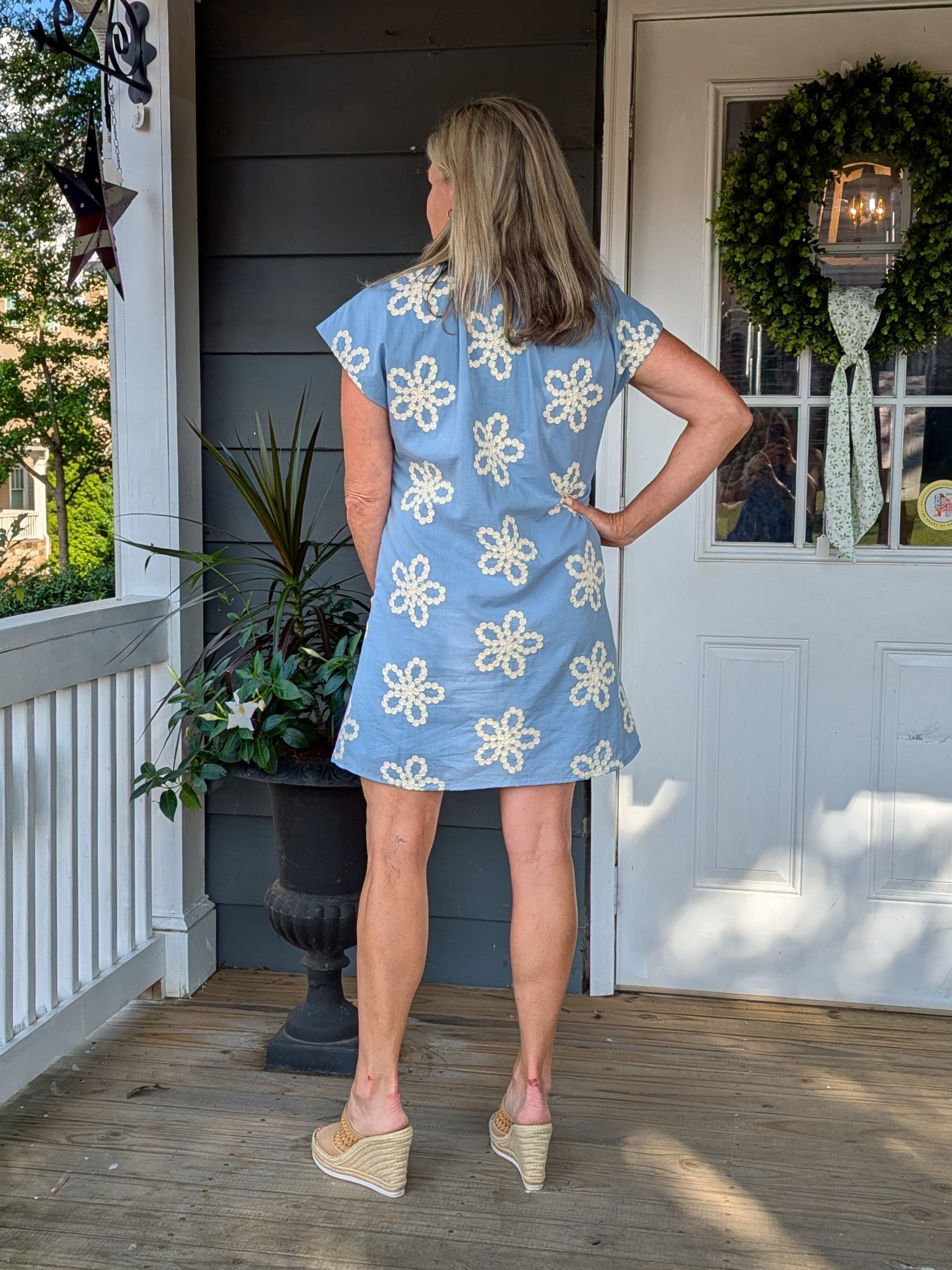 Cap Sleeve Embroidered Detail Dress