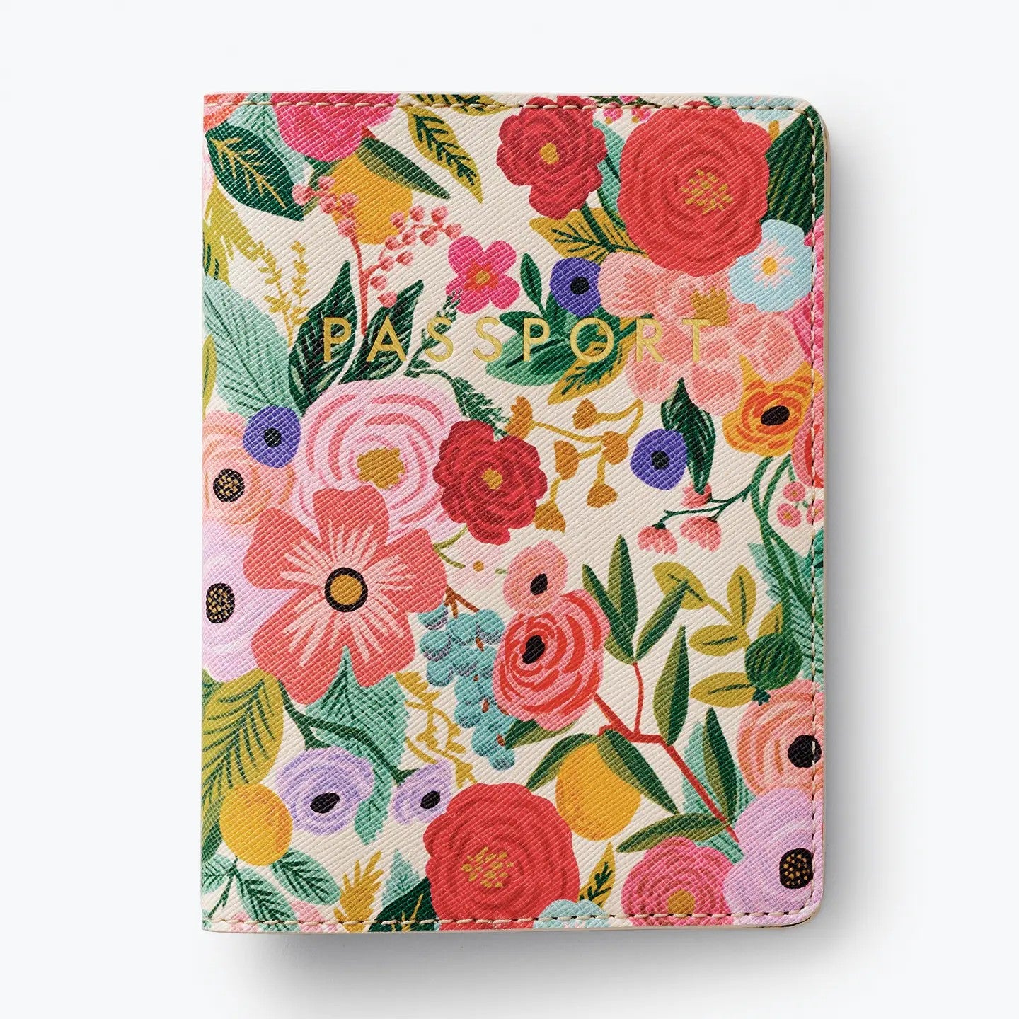 Carry your travel essentials in style with our Passport Holder from Rifle Paper. Featuring beautifully curated designs that make a statement, this durable holder keeps your passport protected and organized while adding a touch of elegance to your journey. Perfect for frequent travelers and adventure seekers alike.

Details:

Textured PU
Printed in full color with foil stamped logo
Sized to fit all standard passports
5.5"L x 4.25"W (Closed)
Wipe clean