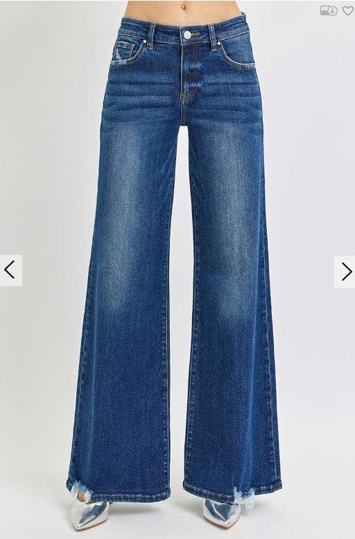 Mid Rise Wide-Leg Jeans - Dark (RDP5770)