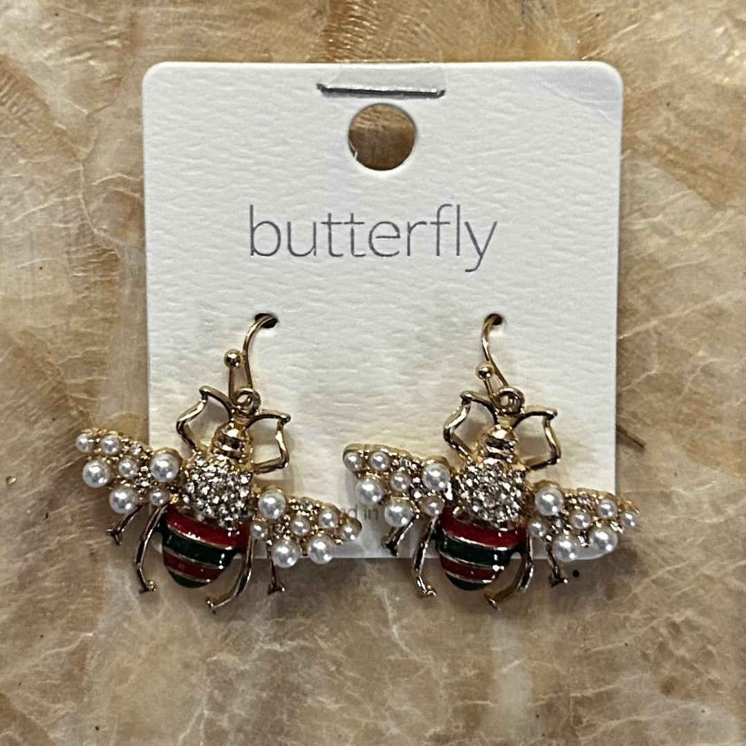 Pearled Bee Earrings