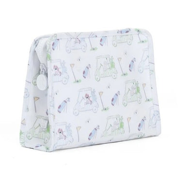 Organize in style with our Medium Roadie Zip Pouch—a bestselling favorite crafted from durable cotton with an eco-friendly matte coating. The wider snap-open zip tabs make access effortless, while the interior slip pocket keeps essentials secure. Water-resistant and versatile. It's perfect for Golf Accessories, Mahjong tiles &amp; cards, cosmetics, or everyday storage. Available in multiple vibrant colors and designs to match your personality.

Details:

Size: 9"L x 7.25"H x 3"D
Chunky White Zipper closure
