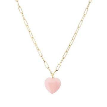 Capture hearts with this exquisite chain linked necklace, anchored by a genuine natural stone heart pendant. The extended chain design offers versatile styling options, draping beautifully whether worn solo or layered with other pieces. Perfect for expressing love this Valentine's season or cherishing year-round, this necklace combines timeless appeal with the organic beauty of authentic stone.&nbsp;

Length: 16-18"
