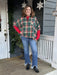 This short flannel shacket puts a new twist on the shacket trend! We love the colors, the cozy feel and the fun style. This version is short with a boxy cut and a short sleeve. It's perfect for cool days worn open with short sleeve T, or buttoned up. Add a long sleeve T when the weather is colder and get a whole new look.  This shirt is a must-have.  Phyllis is wearing a small and sharing her love of the Dawgs!   Material: 50% Polyester / 50% Cotton  Care Instructions: Hand wash cold water , line dry