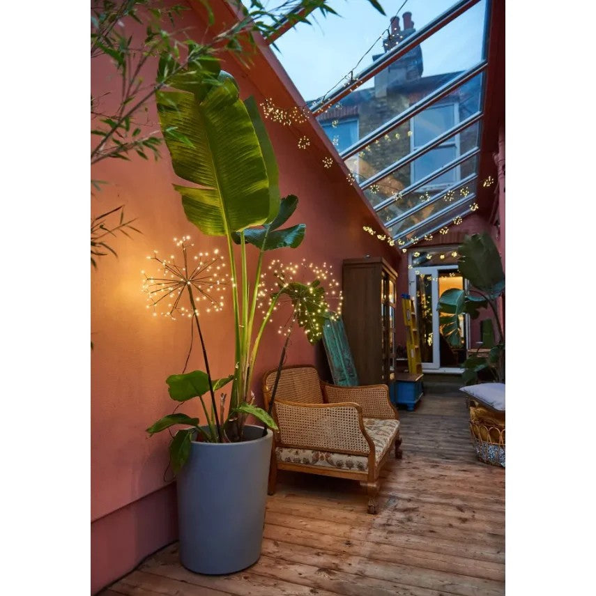 Illuminate your outdoor spaces with the Solar Dandelion Light, a nature-inspired fixture that combines elegant design with reliable solar technology. Perfect for gardens, walkways, and patios, these weatherproof lights harness daytime sun to deliver a warm, inviting glow throughout the evening. Durable construction withstands the elements while creating a magical ambiance that transforms your landscape into an enchanting retreat.

Details:

96 warm white LEDs
Illuminated diameter: 14 inchces
Total height: 4