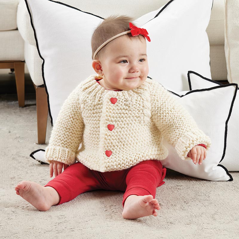 Cozy Knit Sweater w/ Heart Buttons