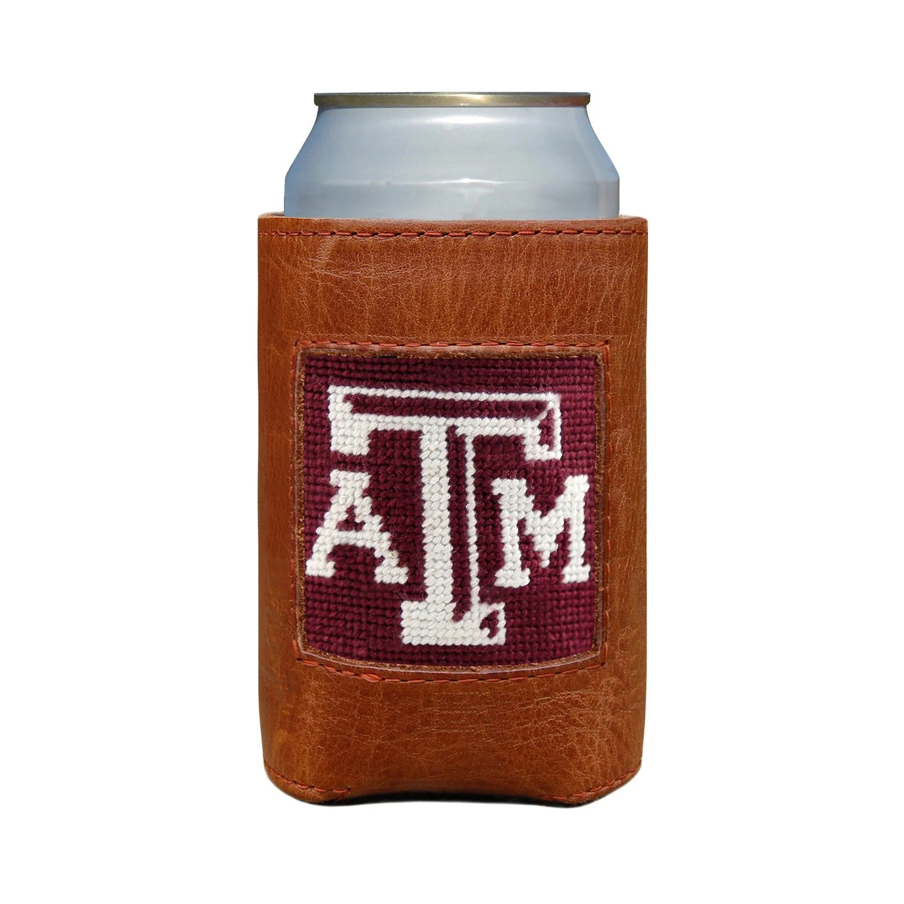 Oiled Can Coolers/Coozie with Needlepoint Face