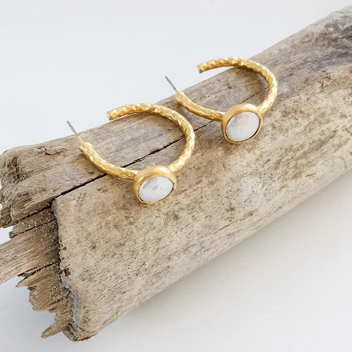 Leah Pearl Accented Hoop Earrings