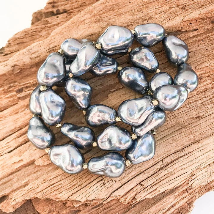 Piper Shell Baroque Pearl Studded Bracelets