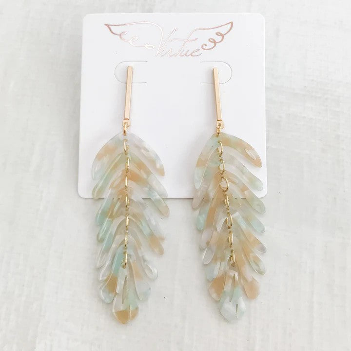 Bar Post w/ Acrylic Leaf Earrings